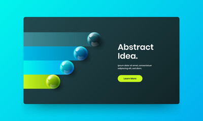 Multicolored corporate identity design vector layout. Simple 3D balls pamphlet template.