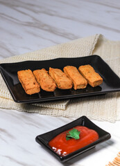 Indonesian fried tofu with spicy chili sauce