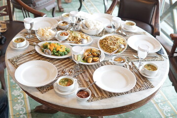 various kinds of delicious traditional Indonesian lunch menus, have a nice lunch.