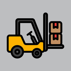 Forklift icon in filled line style about logistics, use for website mobile app presentation
