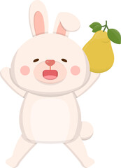 Fototapeta na wymiar Cute rabbit mascot character with pomelo, celebrating mid-autumn festival