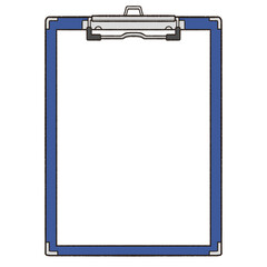 紙を挟んだ正面からの青いバインダーのイラスト