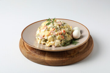 Concept of New year food, tasty Olivier salad