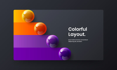 Vivid realistic spheres company brochure layout. Original site design vector illustration.