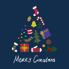 Christmas concept with holiday elements. Vector illustration for cards, posters, flyers.