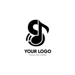Initial S Music Note Logo Design Icon Vector Graphic Illustration