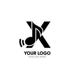 Initial X Music Note Logo Design Icon Vector Graphic Illustration