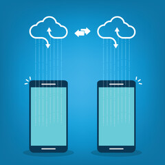 cloud computing. mobile phone cloud computing service , download and upload backup on cloud server.	