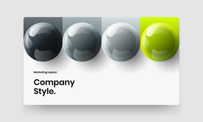 Isolated realistic spheres web banner template. Unique website screen vector design concept.