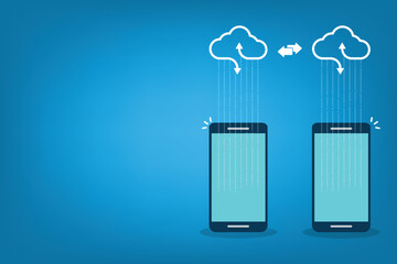 cloud computing. mobile phone cloud computing service , download and upload backup on cloud server.	