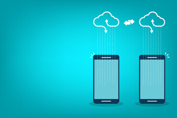 cloud computing. mobile phone cloud computing service , download and upload backup on cloud server.