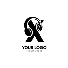 Letter X Headphone Logo Design Vector Icon Graphic Illustration