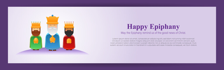 Vector illustration of Happy Epiphany Christian festival three wise men