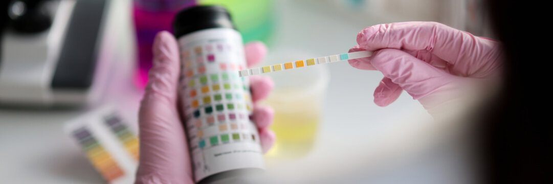 Clever scientist hold litmus test paper for soil analysis, papers show acidity