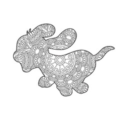 Zentangle dog mandala coloring page for adults christmas dog and floral animal coloring book antistress coloring page vector illustration