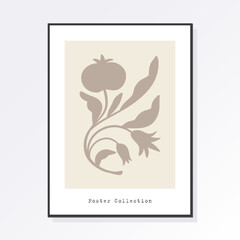 Trendy Matisse botanical wall art with floral patterns in pastel colors, Boho decor, Minimalist art, Illustration, Poster, Postcard. Collection for decoration. Set of abstract fashion creativity.