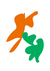 Orange Green Abstracts Shape 