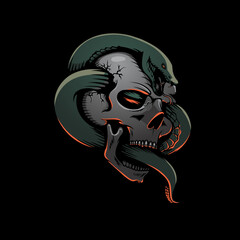 Skull and Snake vector illustration. 