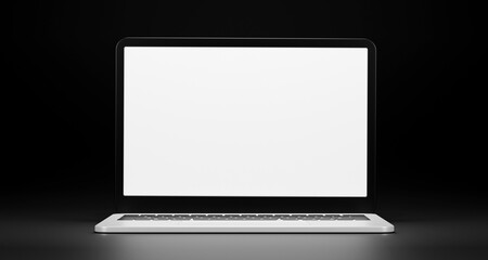 Laptops mockup with blank white screen for your design. 3d render illustration