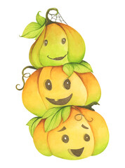 Watercolor painting of cute pumpkin.