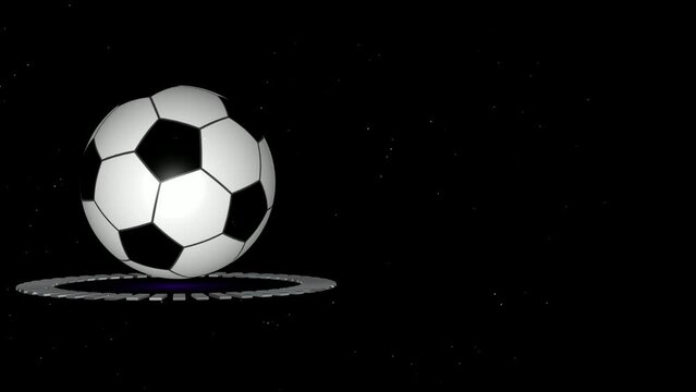 Dark Background with a soccer ball on the left of the screen. 3D Render