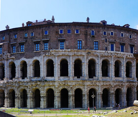 Obraz premium Theatre of Marcellus, Theatrum Marcelli or Teatro di Marcello. Ancient theatre in Rome, Italy