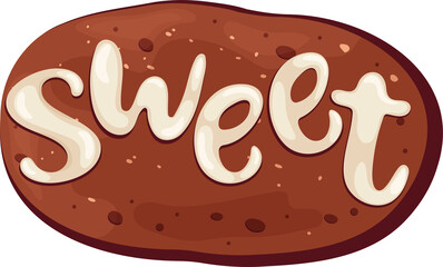 Set of gingerbread with icing lettering, Gingerbread cookies with the inscription sweet, food illustrations, holiday food, christmas food, cliparts