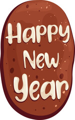 Set of gingerbread with icing lettering, Gingerbread cookies with happy new year inscription, food illustrations, holiday food, christmas food, cliparts