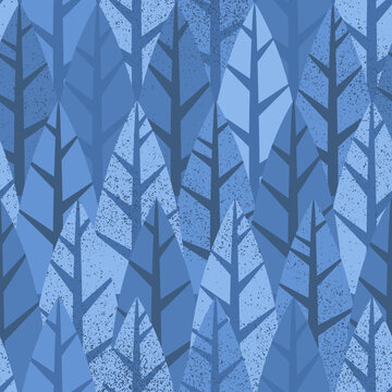 Dark Forest Tree Seamless Pattern. Vector Illustration of Winter Greeting Background.