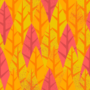 Fall Forest Tree Seamless Pattern. Vector Illustration of Autumn Nature Background.
