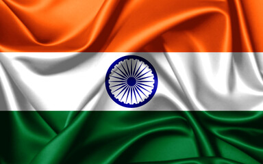 3d illustration flag of India. close-up waving the flag of India. flag symbols of India.