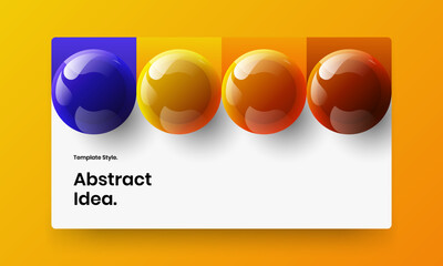 Minimalistic 3D spheres site concept. Original leaflet vector design layout.