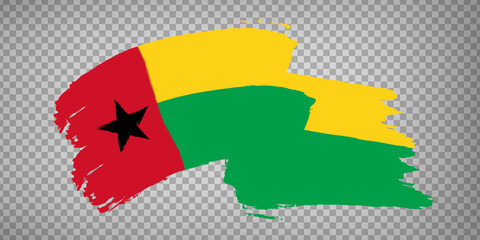 Flag Guinea-Bissau from brush strokes. Waving Flag Republic of Guinea-Bissau on transparent background for your  design, app, UI. EPS10.