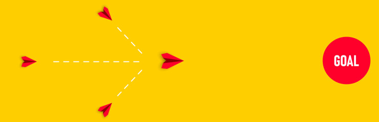 red paper airplanes flying to destination.annual plan idea concept. business creativity new idea discovery innovation technology.