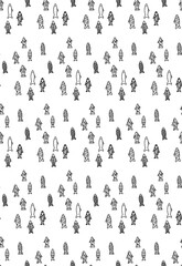 Hand drawn vector illustration. Seamless background for wrapping paper, baby clothes, cover design, interior. Stylish minimalist poster. Abstract blue patterns on a white background with fish.