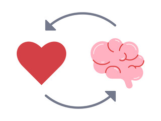 Brain heart balance. Simple flat vector illustration.