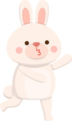 Happy smiling rabbit, cute cartoon cartoon mascot body gesture