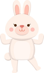 Happy smiling rabbit, cute cartoon cartoon mascot body gesture
