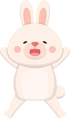 Obraz na płótnie Canvas Happy smiling rabbit, cute cartoon cartoon mascot body gesture