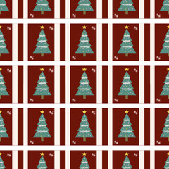 Seamless pattern of Christmas tree wrapping paper for Christmas party 