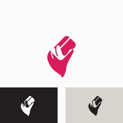 Hand holding credit card business icon image design