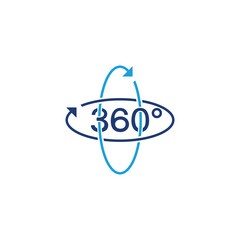 Rotate 360 degrees icon. 360 degrees logo isolated on white background