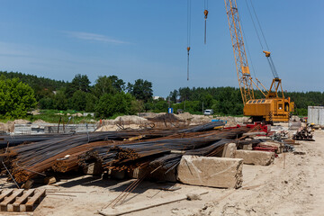 construction site with reinforced concrete structures