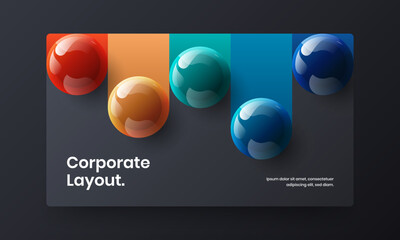 Premium company brochure vector design layout. Modern 3D spheres corporate cover template.