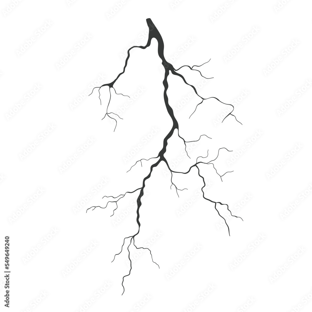 Sticker Lightning outline icon, electric flash of power energy and thunderbolts vector illustration. Black thin line strikes of electricity with thunder and light effect in rain weather and thunderstorm