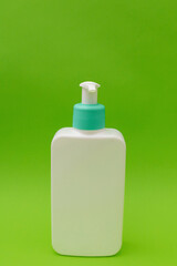 Wash gel in a white package on a monochrome green background