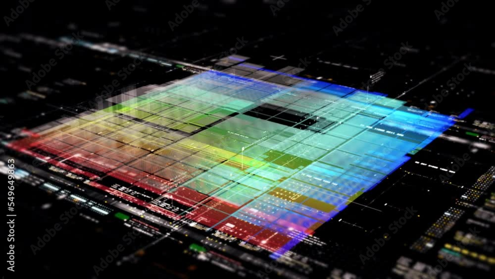 Poster futuristic digitally generated motion abstract particles matrix cyber environment of big data analyt