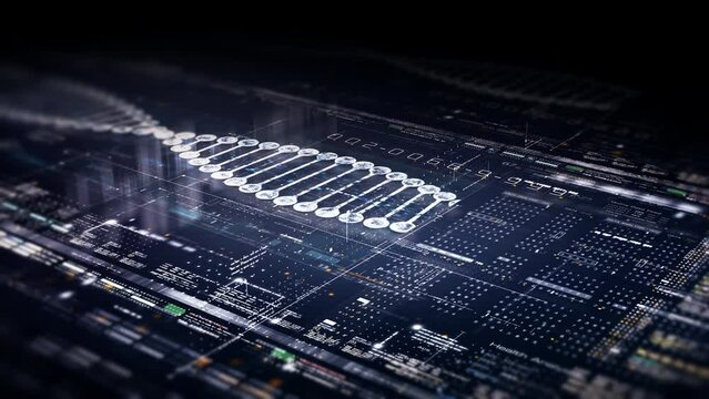 Futuristic holographic advance biomedical DNA sequence analysis diagnostic head up display for background computer screen display