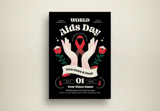 Red Gradient Flat Design World AIDS Day Flyer