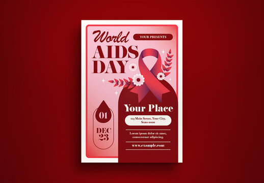 Red Modern World AIDS Day Flyer